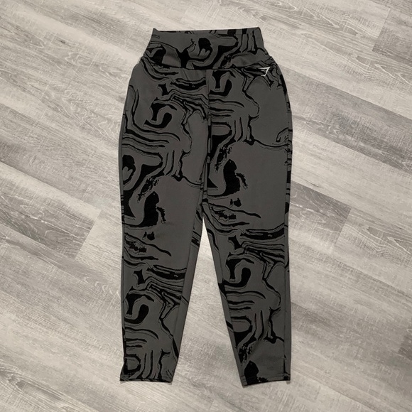 Gymshark GS Power Bottoms Black Gray Swirl High Waisted Pants Women's Medium M - Picture 6 of 12